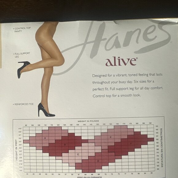 3x Hanes Alive Full Support Control Top Pantyhose Sz C Multiple Colors READ - Picture 6 of 10